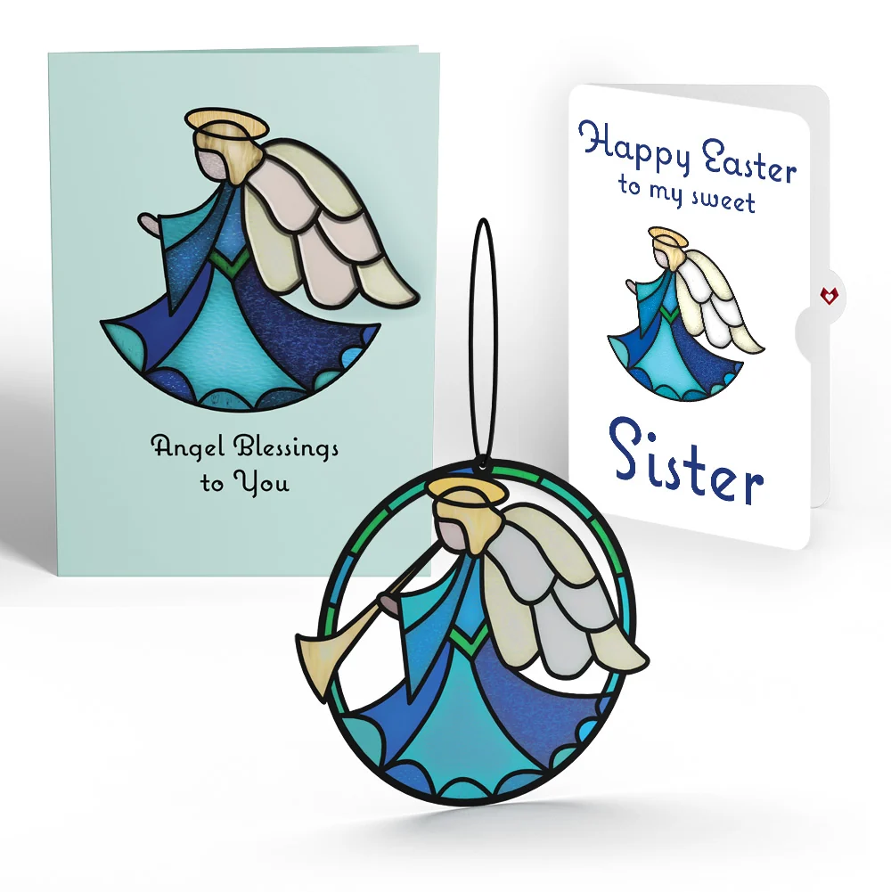 Lovepop Angel Blessings to You Easter Suncatcher Card and Sentiment Set for Sister Glass