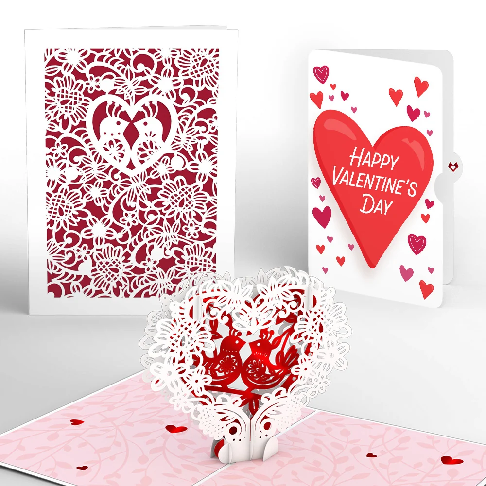 Lovepop Vintage Love Birds Valentine Pop-Up Card and Big Sweet Heart Sentiment Set