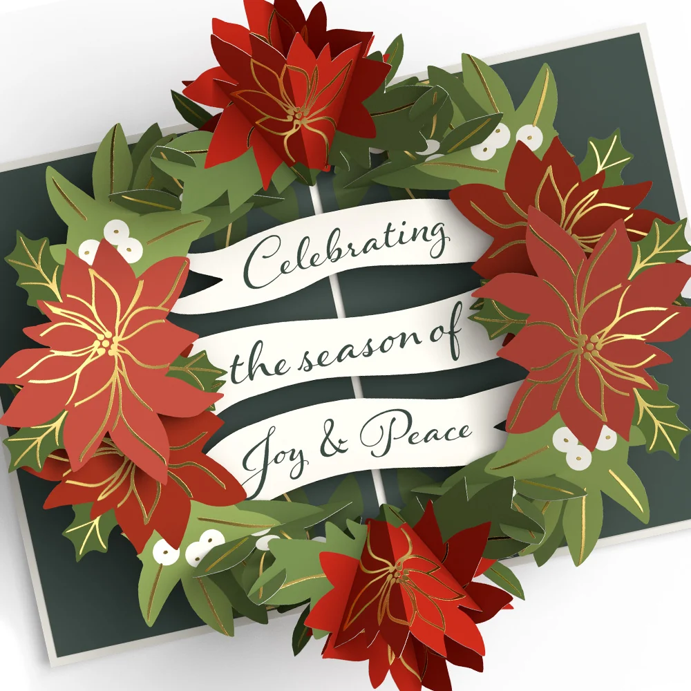 Lovepop Season's Greetings Poinsettia Wreath Pop-Up Card - Image 2