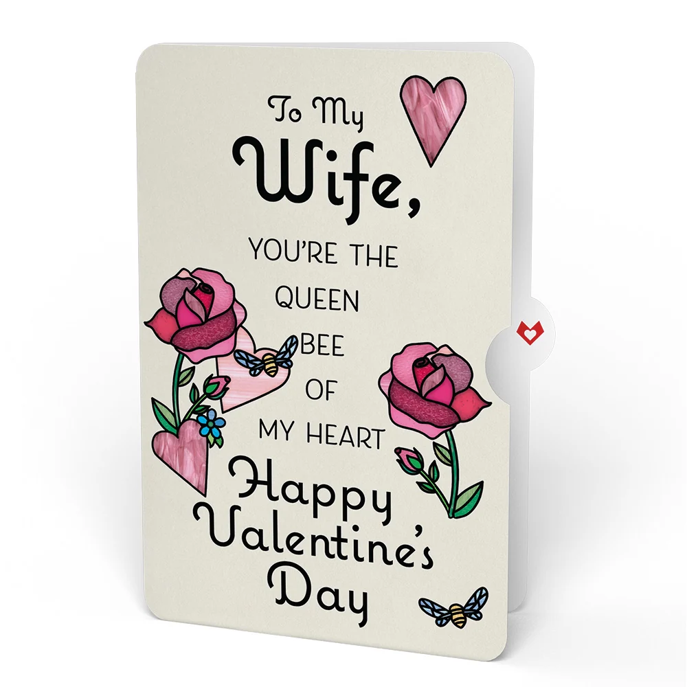 Lovepop Bee Mine Suncatcher Valentine Pop-Up Card and Sentiment Set for Wife Glass - Image 4