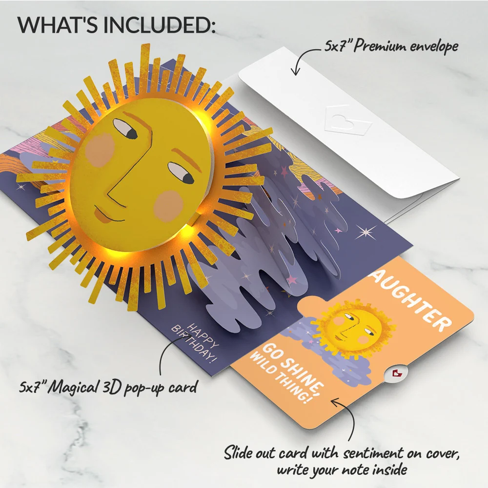 Lovepop Another Trip Around the Sun Birthday Light-Up Pop-Up Card and Sentiment Set for Daughter - Image 2