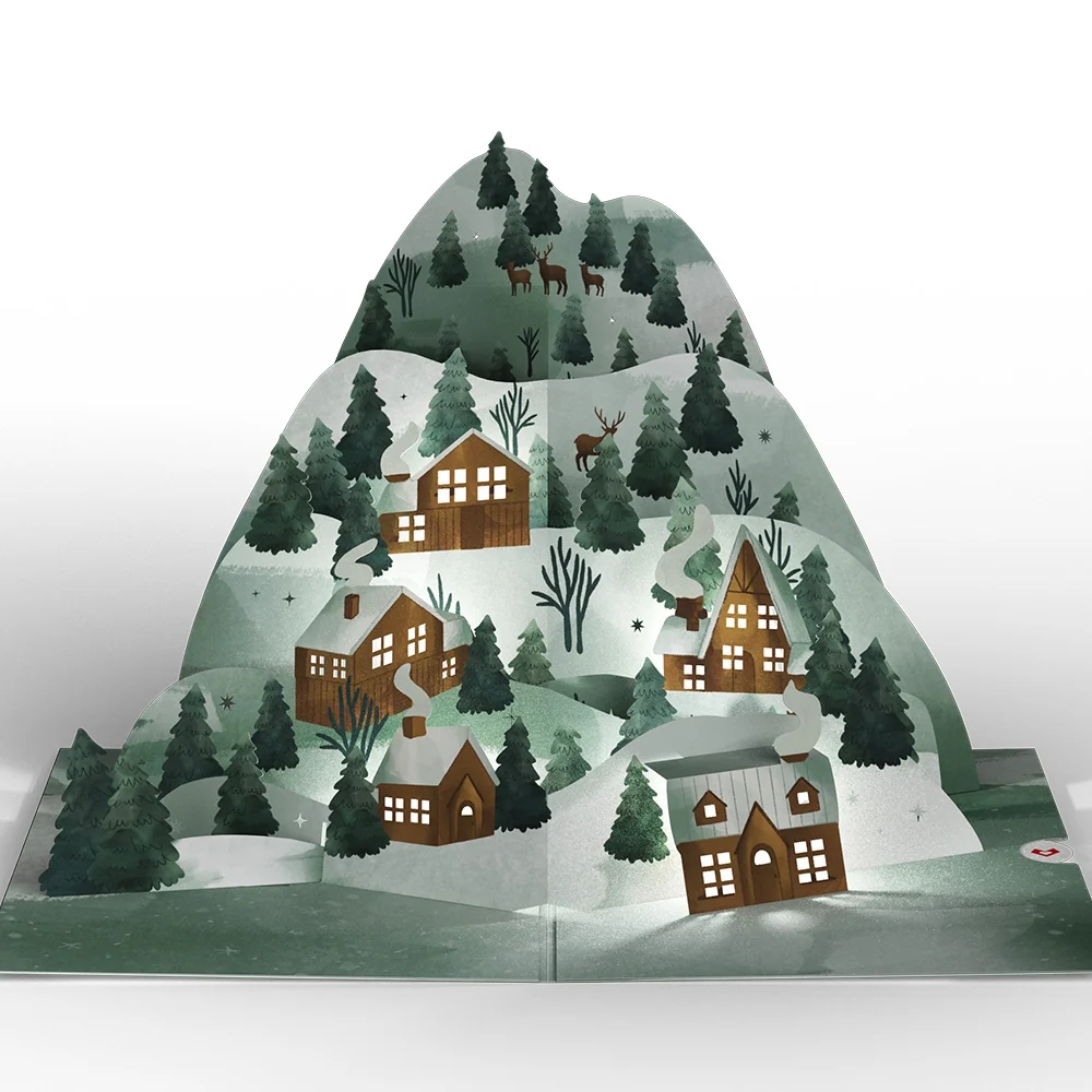 Lovepop Winter Wishes Mountain Village Light-Up Pop-Up Card - Image 4
