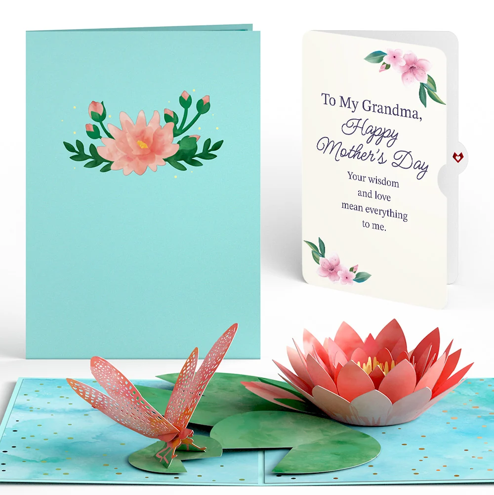 Lovepop Water Lily Dragonfly Mother's Day Pop-Up Card and Sentiment Set for Grandma
