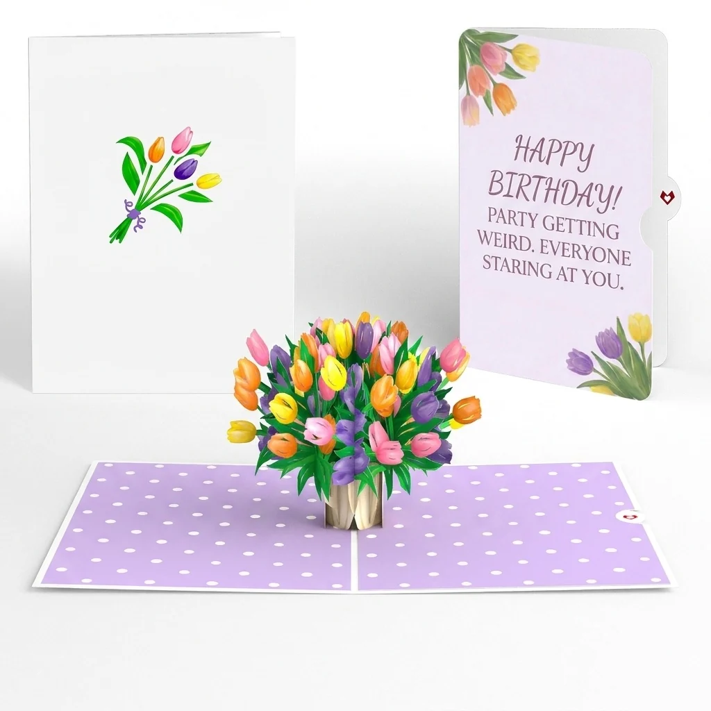 Lovepop Timeless Tulips Birthday Pop-Up Card and Floral Everyone Staring Sentiment Set