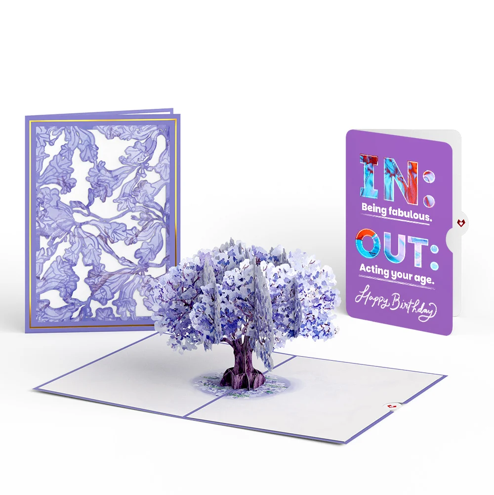 Lovepop Watercolor Jacaranda Tree Birthday Pop-Up Card and IN & OUT Sentiment Set