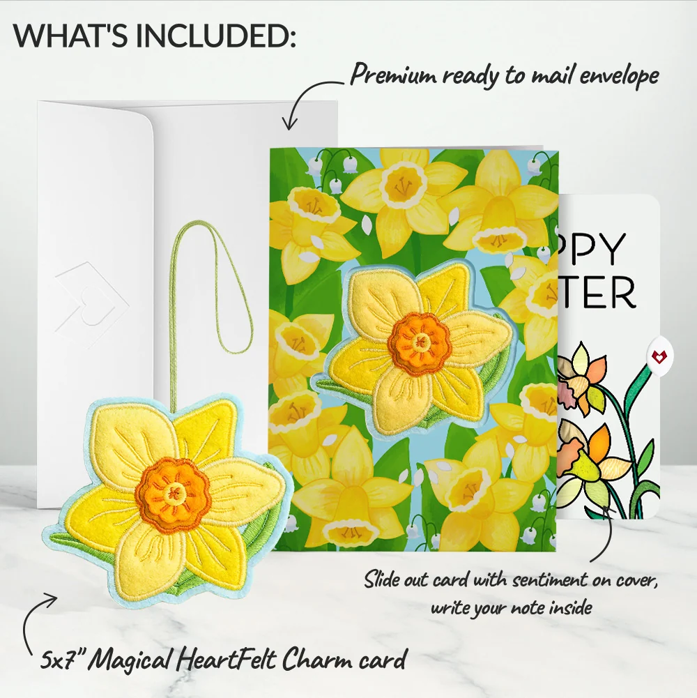 Lovepop Sunny Daffodil Easter Heartfelt Charm Card and Sentiment Set Bag - Image 2