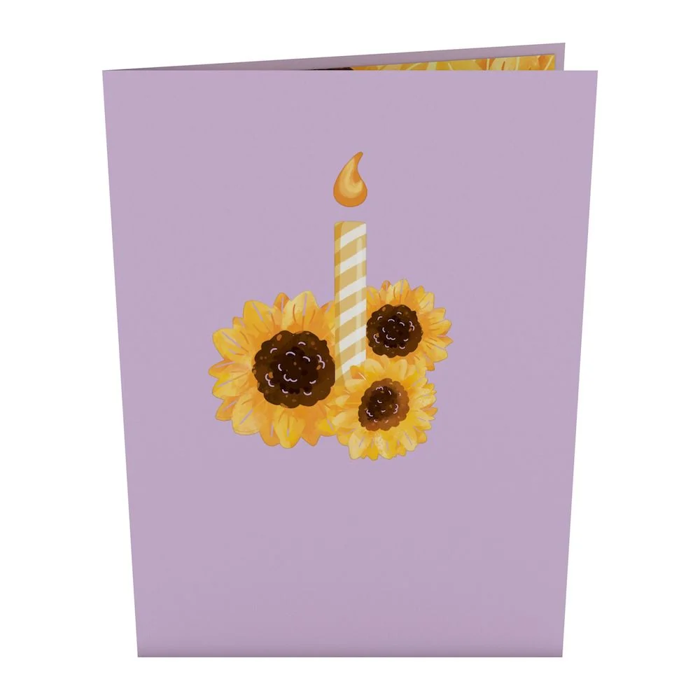 Lovepop Sunflower Birthday Cake Slice Pop-Up Card Candle - Image 4