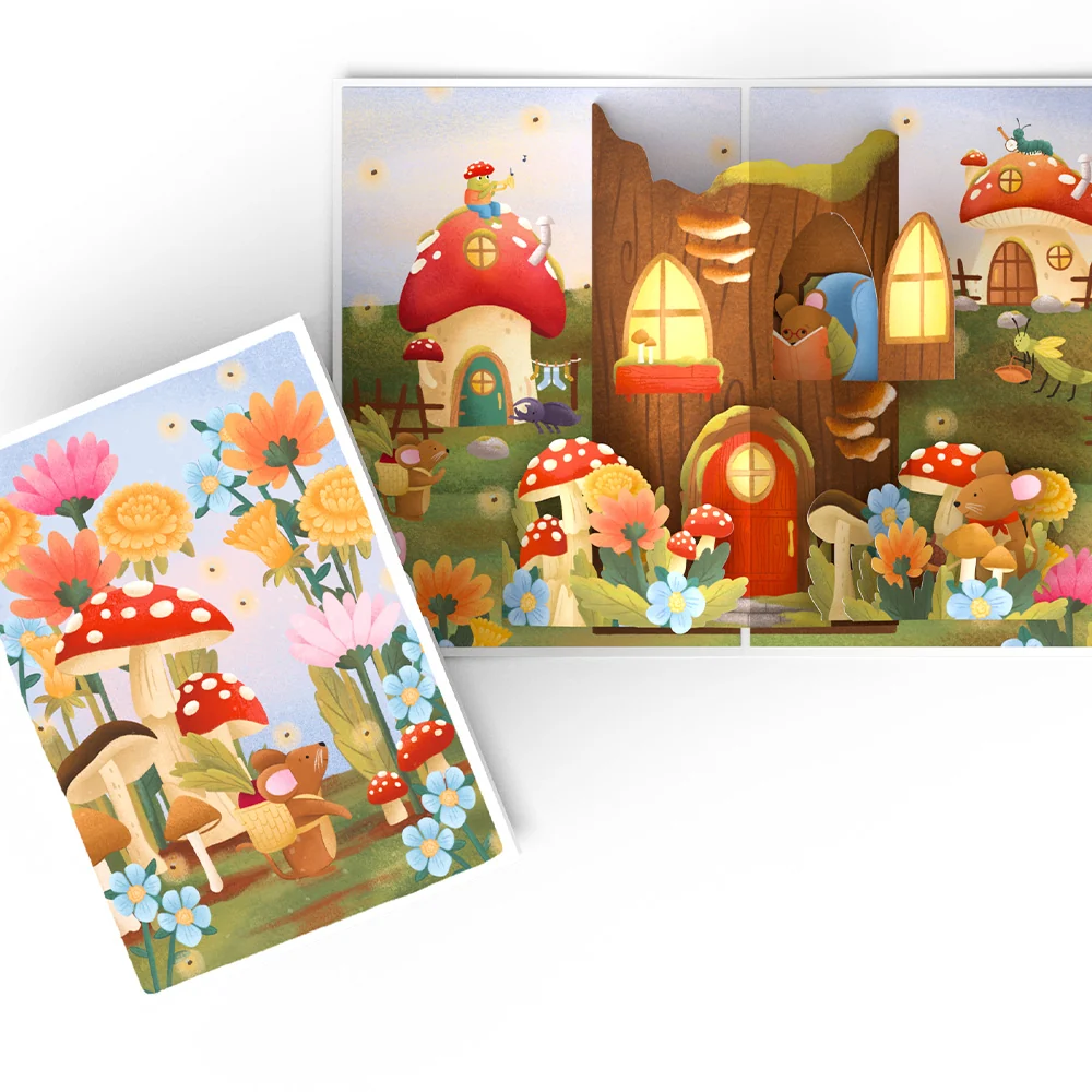 Lovepop Woodland Critter Village Pop-Up Card Basket