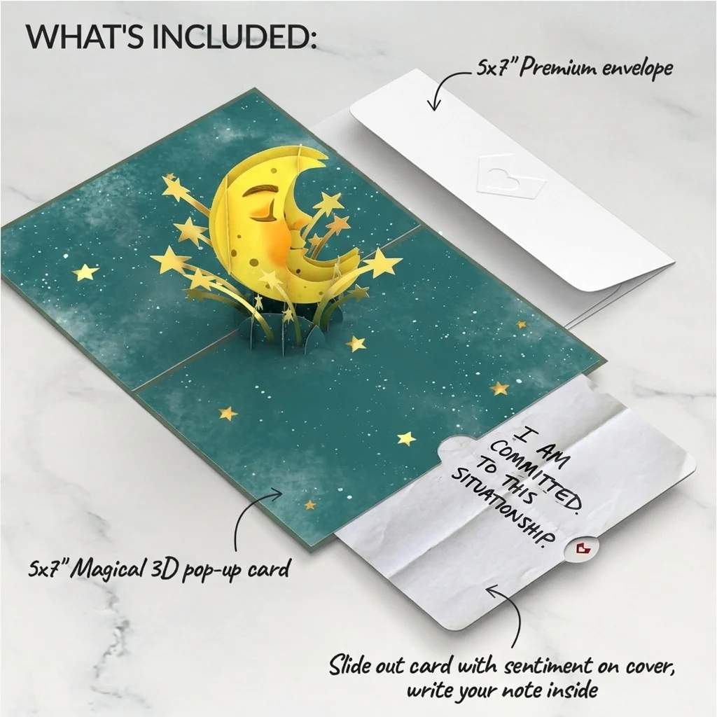 Lovepop Love You to the Moon and Back Love Pop-Up Card and Situationship Committed Sentiment Set - Image 2