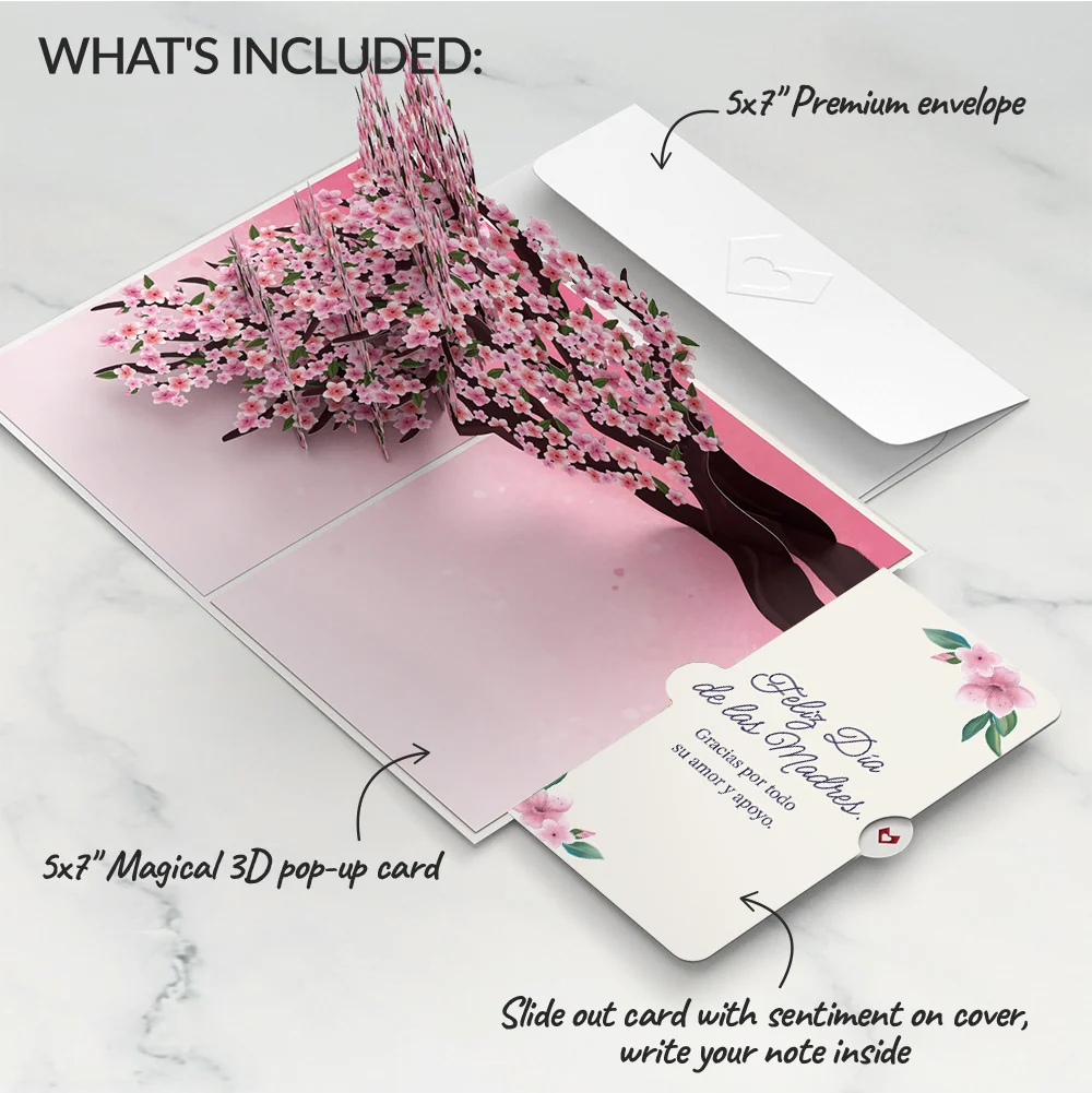Lovepop Cherry Blossom Branches in Bloom Mother's Day Pop-Up Card and Sentiment Set for Spanish Mom - Image 2