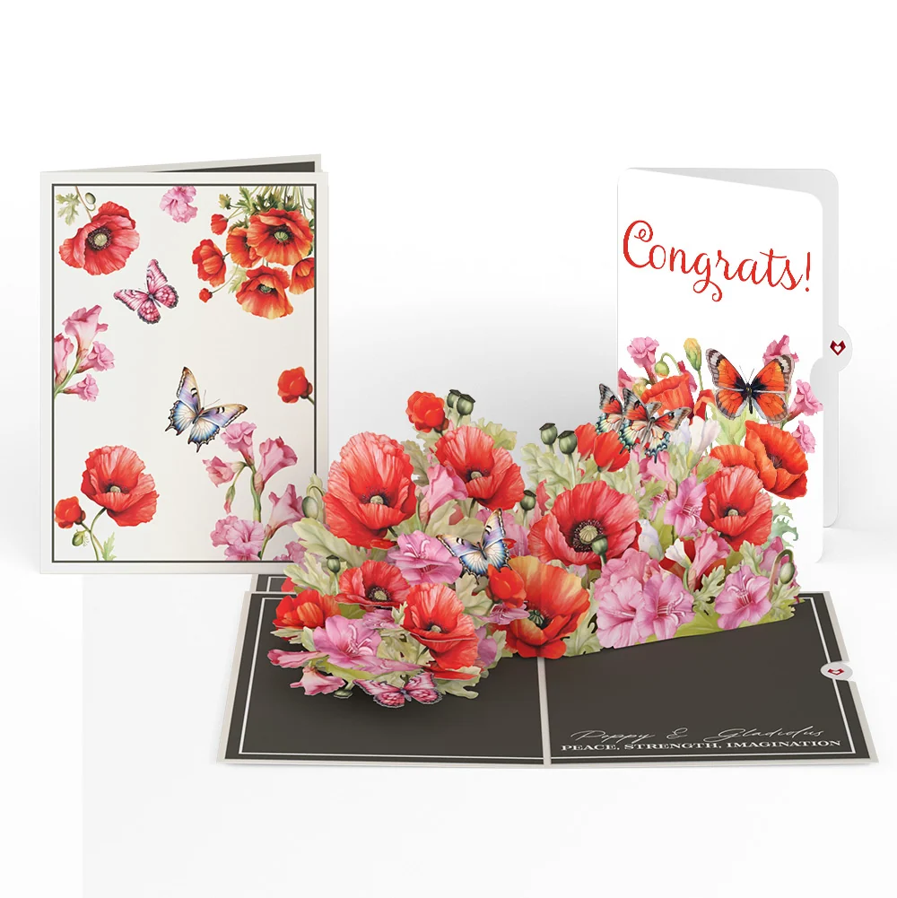 Lovepop Born to Bloom: August Birth Month Flowers Congratulations Pop-Up Card and Sentiment Set Cream