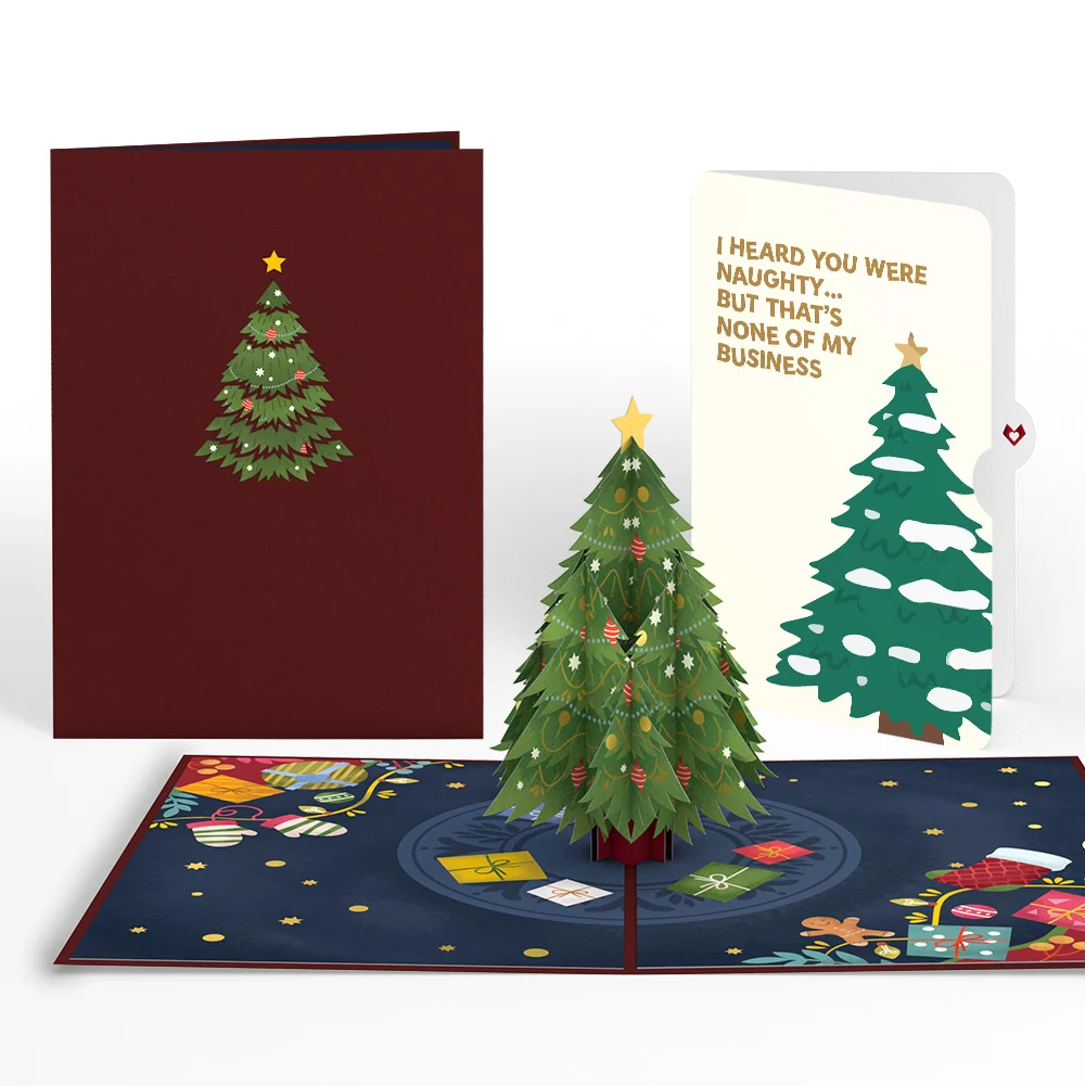 Lovepop Festive Christmas Tree Pop-Up Card and Funny Sentiment Set Cream