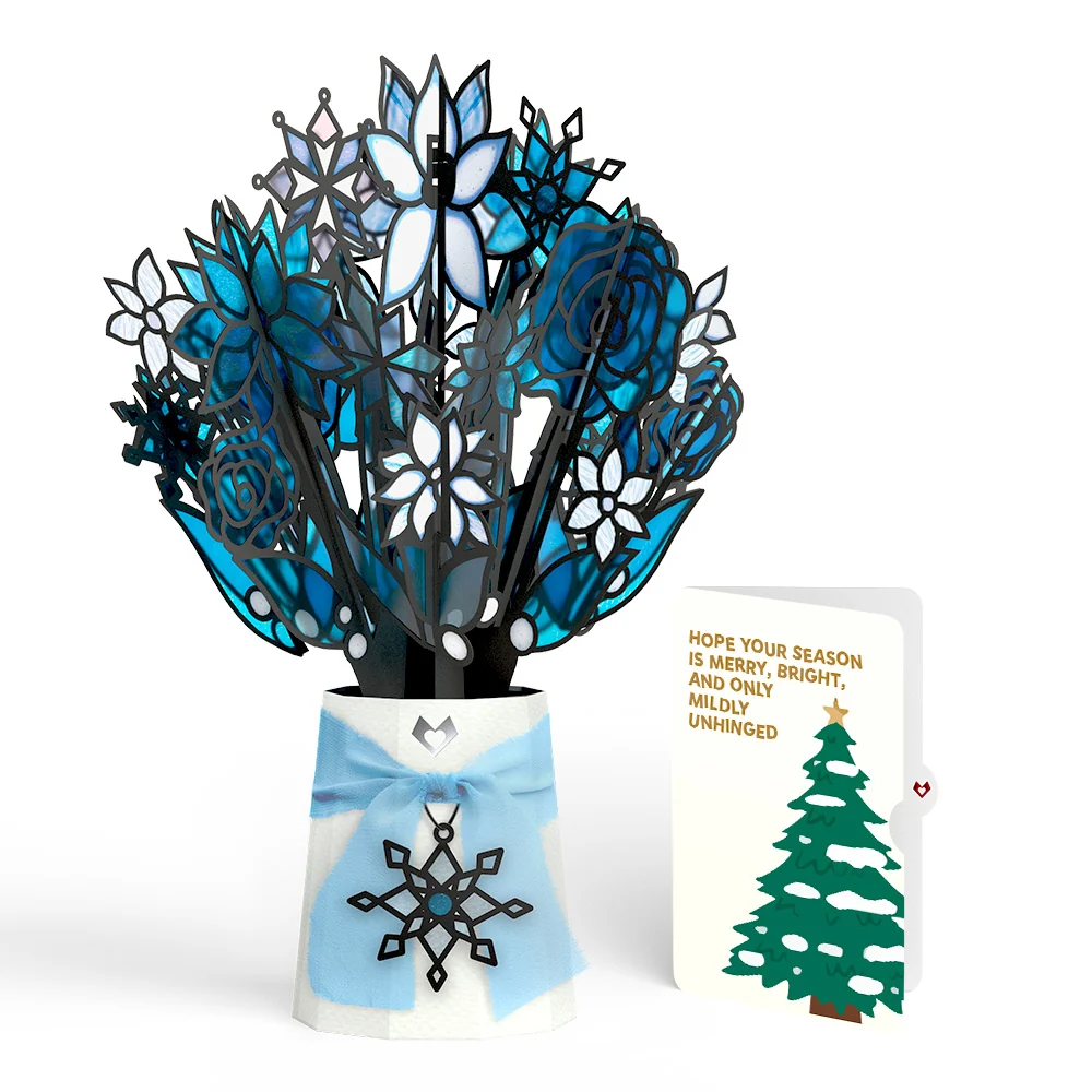 Lovepop Winter Starlight Suncatcher Bouquet and Blessing Christmas Tree Sentiment Set Glass