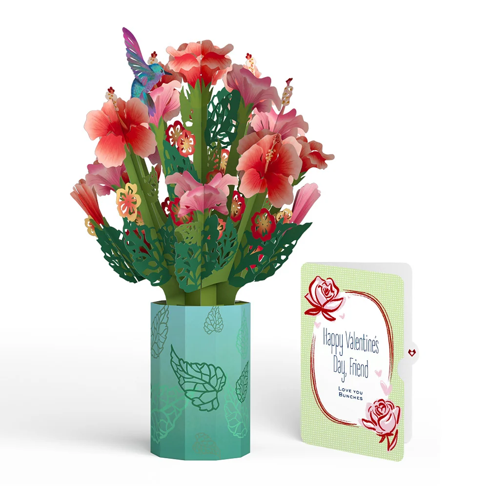 Lovepop Hibiscus Valentine Bouquet and Sentiment Set for Friend Vase