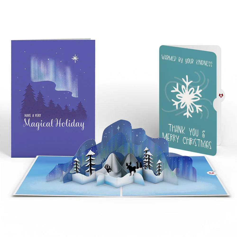 Lovepop Winter Borealis Scene Pop-Up Card and Snowflake Kindness Christmas Sentiment Set