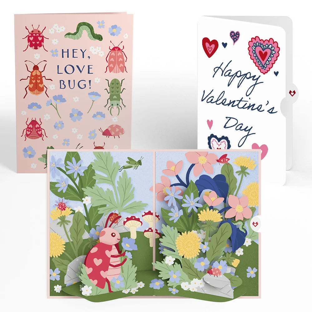 Lovepop Hey, Love Bug! Pop-Up Card and Heart Motif Valentine Sentiment Set