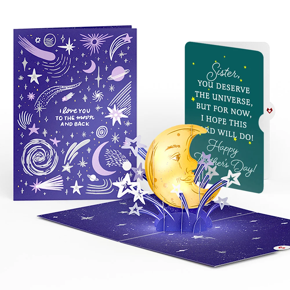 Lovepop Love You to the Moon and Back Mother's Day Light-Up Pop-Up Card and Sentiment Set for Sister