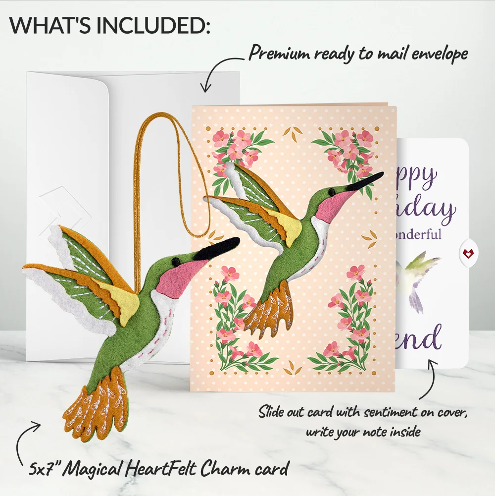 Lovepop Serene Hummingbird Birthday HeartFelt Charm Card and Sentiment Set for Friend - Image 2